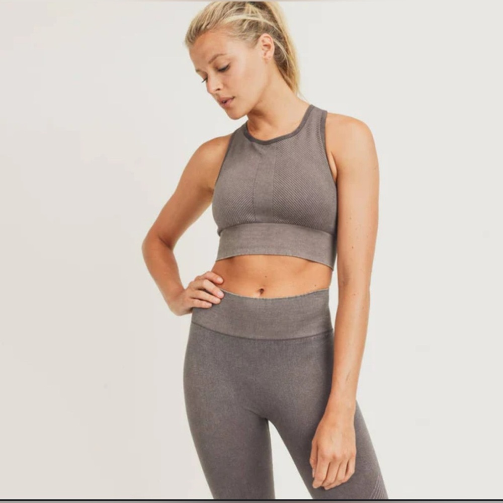 Mono B Charcoal Ribbed Sports Bra